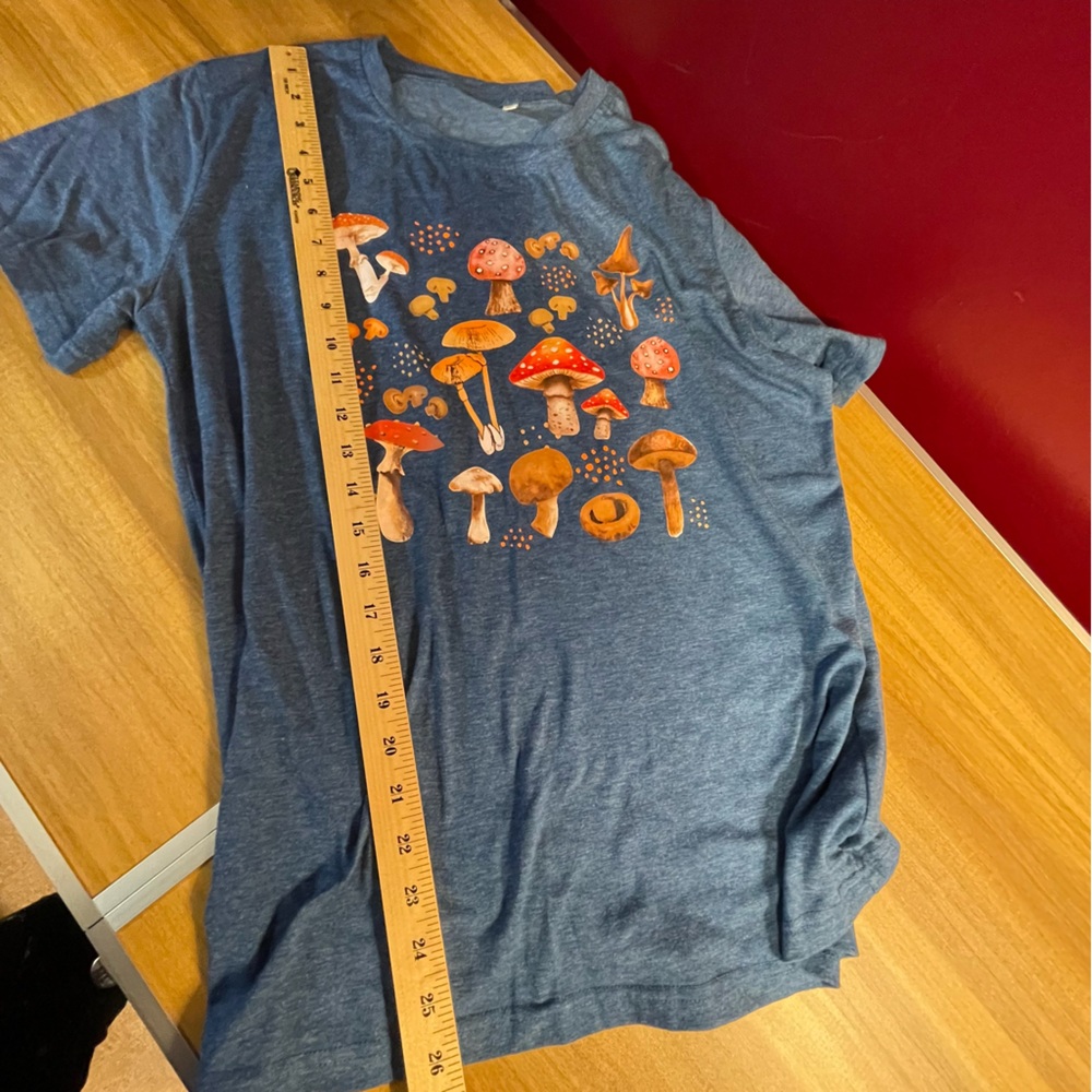 Blue T-Shirt with Mushroom Print - Picture 5 of 7